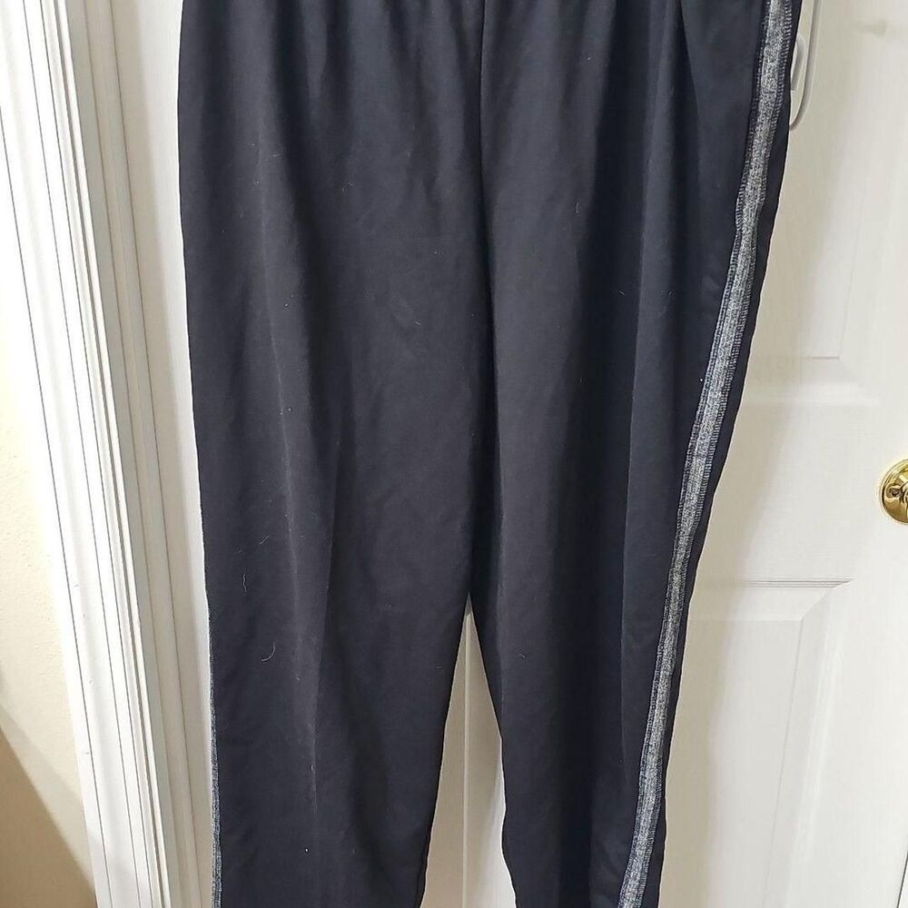 Alfred Dunner Women's 3X Classic Fit Pant Black with Metallic Side Stripe